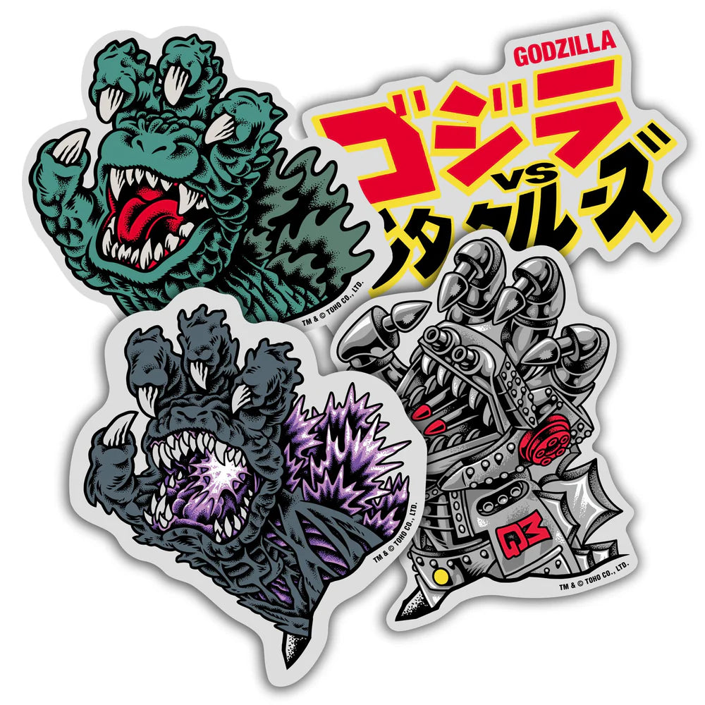 Godzilla vs Santa Cruz Sticker Pack (4 Pack) – FARGO SKATEBOARDING
