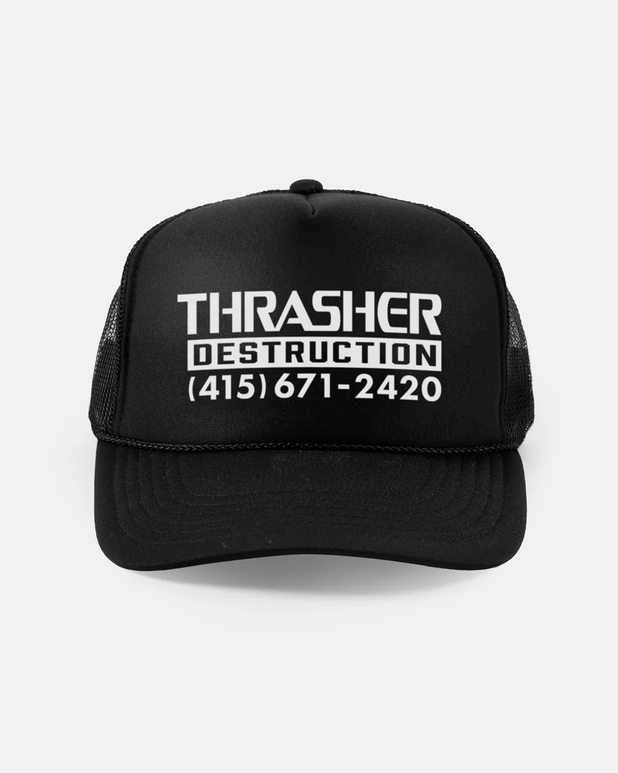 Thrasher Destruction Trucker Hat - Black