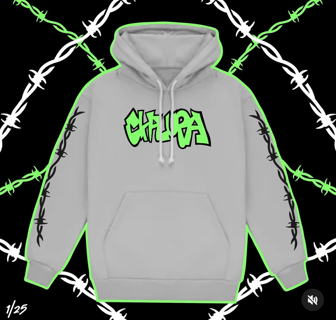 Chalupa Barbed Wire Puff ink Hoodie - Grey
