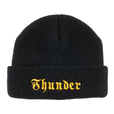 Thunder Evil Embroidered Cuff Beanie Black