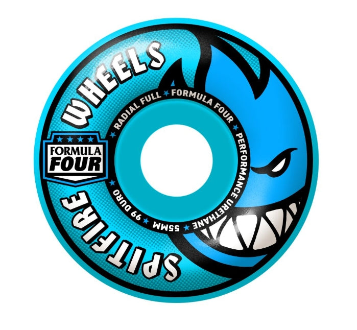 Spitfire Formula Four Radial Full Blue 55mm 99D (Set of Four)