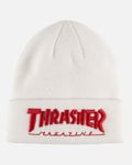 Thrasher Embroidered Logo Beanie - White/Red