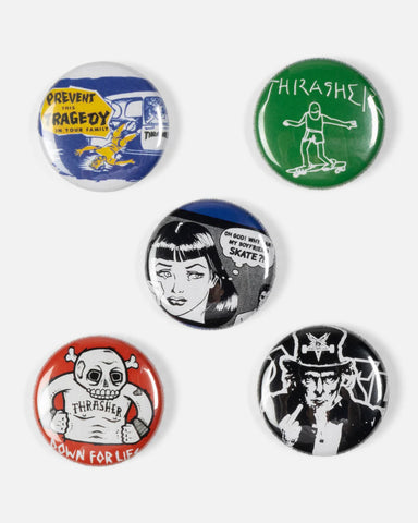 Thrasher Usual Suspects Button 5 Pack