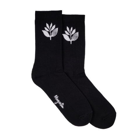 Magenta Plant Socks - Black / White
