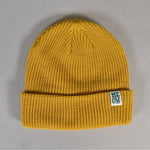 Meow Stacked Logo Cuffed Mustard Beanie